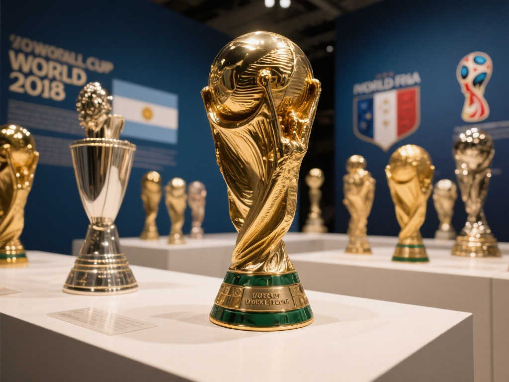 FIFA博物馆展出历届世界杯奖杯复制品 FIFA博物馆展出历届世界杯奖杯复制品
